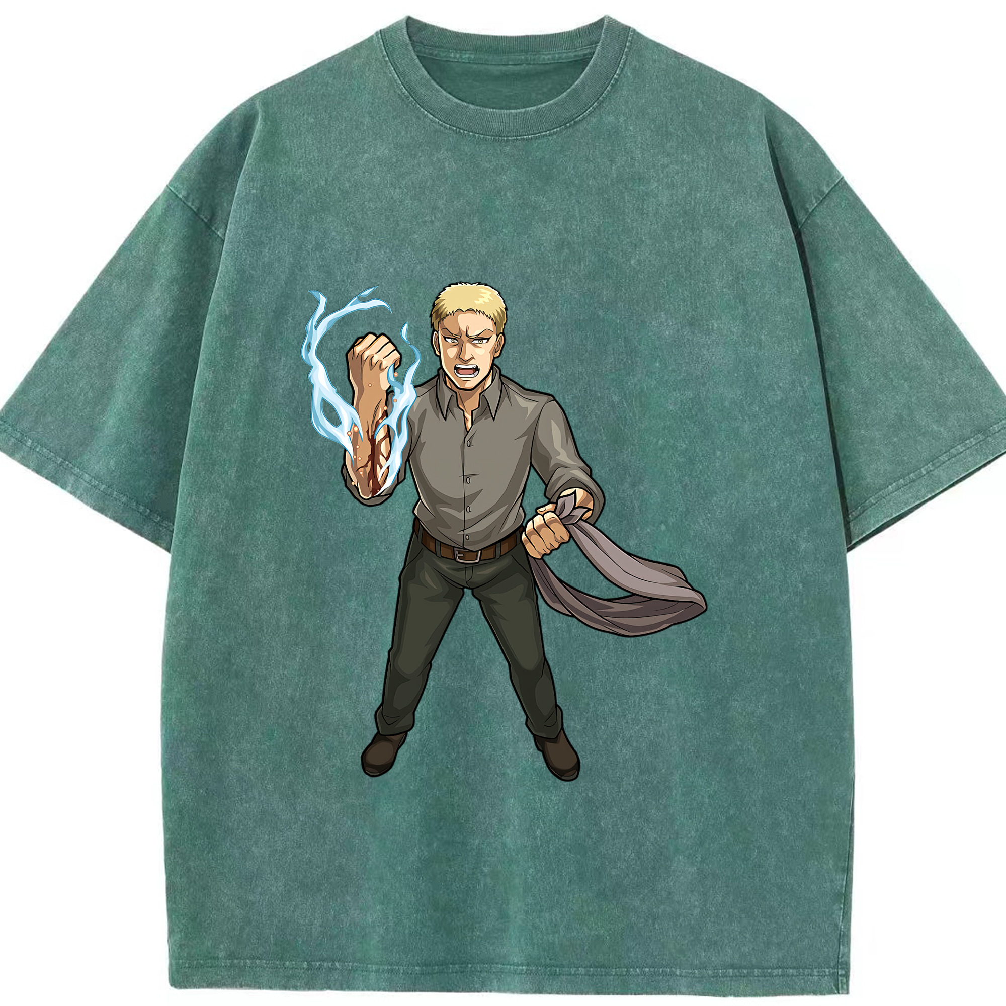 （画像用） 進撃の巨人 ライナー・ブラウン Attack on Titan Reiner Braun 綿100% ヴィンテージ風 半袖Tシャツ（フロントプリント）